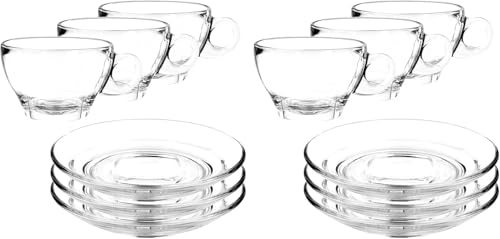 Clear Large Glass Coffee Mug with Handles for Hot Beverages, Clear Mugs for Espresso, Tea, Cappucino, Latte, Juice (8.75 oz,