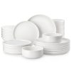 Plates and Bowls Sets, 24 Pieces Modern Porcelain Dinnerware Set for 6 Ceramic Dishware Dishes White Kitchen Dinner Dining Ware