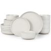 Stoneware Dinnerware Sets, 18-Piece Plates and Bowls Set for 6, Dishes Set for Home Restaurant, Speckled Milky White
