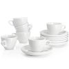 2 Ounce Espresso Cups with Saucers, Porcelain Espresso Cups Set of 6 - White