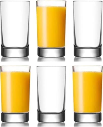 Small Juice Glasses, Mini Clear Glass Cups Tumblers, 5.1 Oz, Drinking Glassware for Orange Juice, Water, Milk, Coffee, Perfect