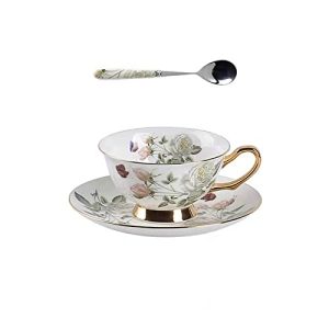 Honorable Coffee Cup Mug, Cappuccino, Tea Cup, with Saucer for Latte, Fine Bone Porcelain, Reactive Glaze, 6.8 Oz-1pcs (Elegant