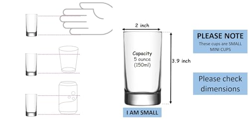 Small Juice Glasses, Mini Clear Glass Cups Tumblers, 5.1 Oz, Drinking Glassware for Orange Juice, Water, Milk, Coffee, Perfect