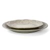 Elegant Round Embossed Stoneware High Class Dinnerware Dish Set, 16 Piece, White
