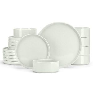 Dinnerware Sets for 6, 18-Piece Stoneware Plates and Bowls Set, Modern Kitchen Dinning Dishware, Chip and Scratch Resistant,