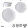 Mikasa Abigail Bone China Lightweight Chip Resistant 12 Piece Dinnerware Set, Service for 4, White