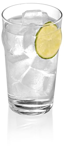 Set of 6 Clear Glass 20 Oz Curved Drinking Glassware Beverage Tumblers