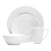 Trellis Bone China 16-Piece Dinnerware Set, Service for 4, White Lightweight Porcelain with Textured Design, Chip-Resistant and