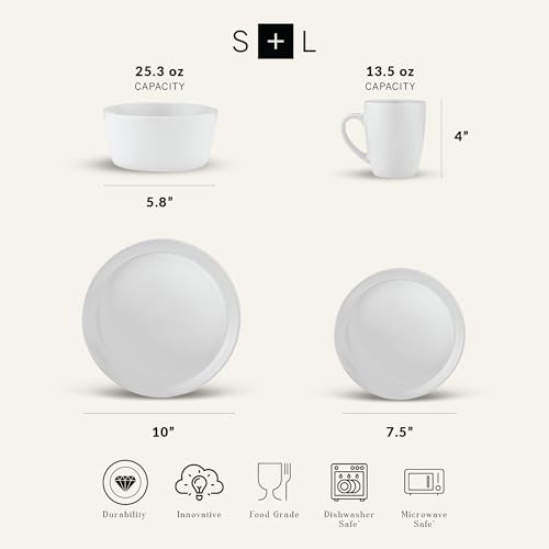 Albie 32-Piece Dinnerware Set Stoneware, White Speckled