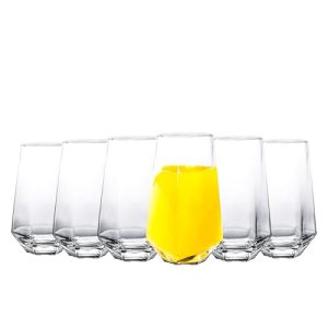 Tall Drinking Glasses - Water Glasses Set of 6-18 oz Highball Glass for Juice Macha - Cups for Kitchen, Dishwasher Safe