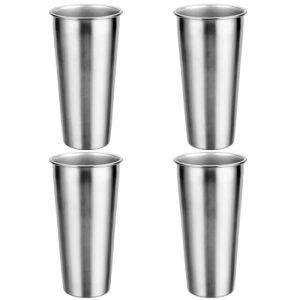 4 Pcs Stainless Steel Cup Set, 20 oz Unbreakable Cups, Durable Metal Cup Tumblers, Drinking Glasses for Home, Restaurant, Non