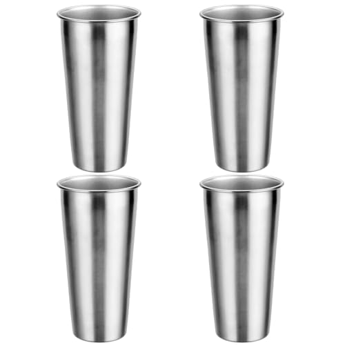 4 Pcs Stainless Steel Cup Set, 20 oz Unbreakable Cups, Durable Metal Cup Tumblers, Drinking Glasses for Home, Restaurant, Non