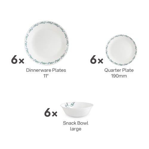 Regal Dinnerware Set of 18 pieces, Service for 6, Chip & Scratch Resistant, Lightweight Round Plates and Bowls Set, Microwave &