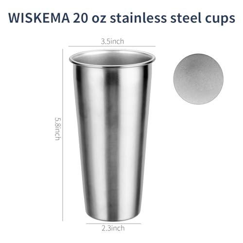 4 Pcs Stainless Steel Cup Set, 20 oz Unbreakable Cups, Durable Metal Cup Tumblers, Drinking Glasses for Home, Restaurant, Non