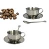 8 Packs Stainless Steel Coffee Cups 5.75 Oz Coffee Mugs with Spoon and Saucer Espresso Cups Cups Mugs for Coffee, Latte,Tea,