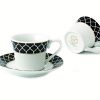 Lorren Home 2oz. Espresso Set Service for 6-Black/Gold