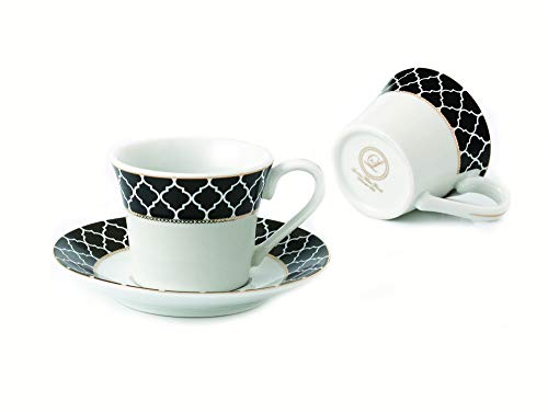 Lorren Home 2oz. Espresso Set Service for 6-Black/Gold