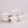 12 Pieces Tea Cup set Fine Porcelain 6oz Cup and Saucer set of 6 for Cappuccino Tea Flat White Coffee