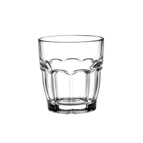 Rock Bar 7.25 oz. Juice Stackable Tempered Beverage Glasses for Cold Drinks, Water, and Cocktails, Set of 6, Clear
