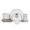 Brasa Modern Stoneware 16 Piece Dinnerware Sets, Plates and bowls Sets, Dish Set for 4, White