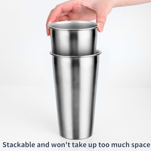 4 Pcs Stainless Steel Cup Set, 20 oz Unbreakable Cups, Durable Metal Cup Tumblers, Drinking Glasses for Home, Restaurant, Non