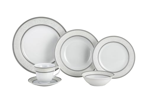 Lorren Home Trends Sirena Dinner Set, Silver