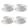 10 oz Cappuccino Cups with Saucers - Ceramic Espresso Coffee Cups Set of 4, White Tea Mugs and Saucer, Latte Mugs Set, Microwave