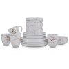 Porcelain 16 Piece Dinnerware set, 4 Full White Gold Splash Sets