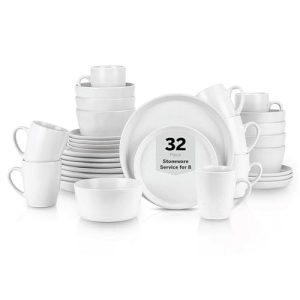 Albie 32-Piece Dinnerware Set Stoneware, White Speckled