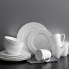 Trellis Bone China 16-Piece Dinnerware Set, Service for 4, White Lightweight Porcelain with Textured Design, Chip-Resistant and