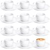 12 Set 2.7 OZ Porcelain Espresso Cups with Saucers White Ceramic Coffee Cups and Saucers Cappuccino Mug Latte Cup for Cafe Mocha
