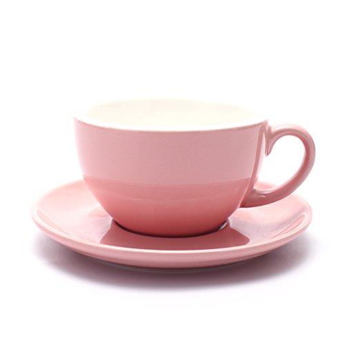 Latte Art Cup and Saucer for Latte & Cappuccino & Double Espresso, New Bone China, Mate for Coffee Shop and Barista (Glossy