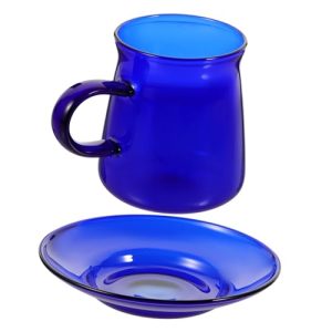 Vintage Heat Resistant Glass Tea Cup and Saucer Set Multipurpose Colored Coffee Mug for Hot and Cold Drinks Household Beverage