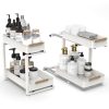 Under Sink Organizer 2 Pack - 2 Tiers Pull Out Cabinet Organizer for Kitchen or Bathroom, Slide Out Storage Shelf for Pantry,