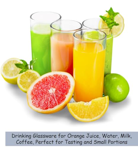 Small Juice Glasses, Mini Clear Glass Cups Tumblers, 5.1 Oz, Drinking Glassware for Orange Juice, Water, Milk, Coffee, Perfect