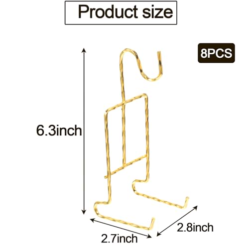 8-Piece Metal Cup & Saucer Display Stand - Gold Tea Cup & Saucer Holder, Spiral Style, 6.22 x 2.44 Inches