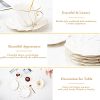 6 pc Porcelain Tea Saucers - 6 inch, Luxury British Style Coffee Cup Saucers with Golden Trim, Beautiful Decor for Living Room,