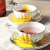 Ceramic Teacup Sunflower Vintage Chintz Porcelain Coffee Mug Tea Cup with Saucer