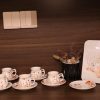 12 Pieces Fine Porcelain Espresso Cups and Saucers set of 6,2.5 oz,Espresso Shot Cup set for 6 Person,Antumn Leaves Parttern