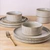 Stoneware Dinnerware Sets for 4,Round Reactive Glaze Ceramic Plates and Bowls Set,Highly Chip and Crack Resistant | Dishwasher &
