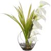 15.5in. Calla Lily and Grass Artificial Arrangement in Vase, Cream