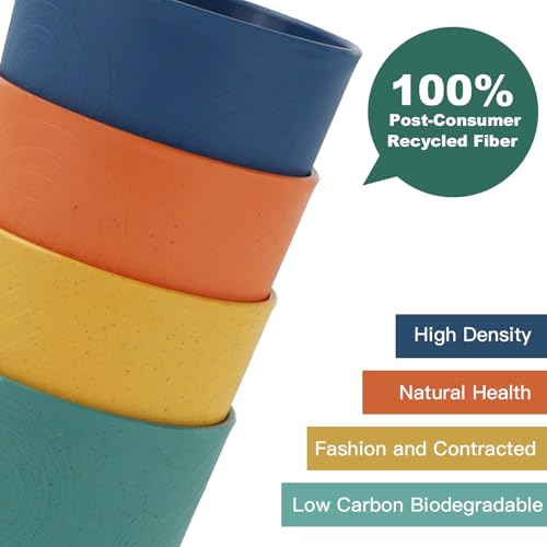 Homienly Drinking Glasses Premium Wheat Straw Unbreakable Cups - Set of 6 Alternative to Plastic Cups Reusable Unbreakable