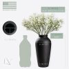Laurel&Vine 12" Tall Black Ceramic Vase, Speckled Textured Minimalist, with 15 Stems of 22" Faux Artificial White Babys Breath,