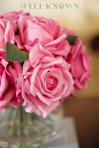 Artificial Flowers with Vase, Silk Rose Artificial Flowers Table Centerpieces with Faux Water for Home Decoration Fake Roses