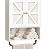 Bathroom Wall Cabinet, Medicine Cabinet with Open Partition and Towel Bar, Rustic Storage Cabinet with Open and Hidden Storage