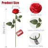 50pcs Red Roses in Bulk, Realistic Long Stem Fake Silk Roses Bouquet for Wedding Centerpiece Table Party Home Kitchen Decor