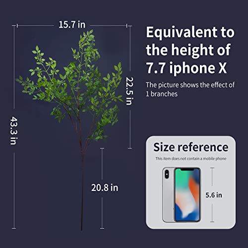 Artificial Plants,4PCS 43.3" Green Nandina Faux Branches for Vase,Faux Greenry Stems Fake Plants for Shop Garden Office Home