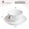 BTaT- White Tea Cups and Saucers Set of 12 (7 oz), Porcelain White Tea Cup Set of 12 with Golden Trim Design, Dishwasher Safe