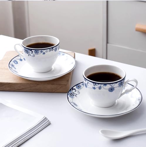 Navy Blue Espresso Cups and Saucers Set of 6