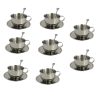 8 Packs Stainless Steel Coffee Cups 5.75 Oz Coffee Mugs with Spoon and Saucer Espresso Cups Cups Mugs for Coffee, Latte,Tea,